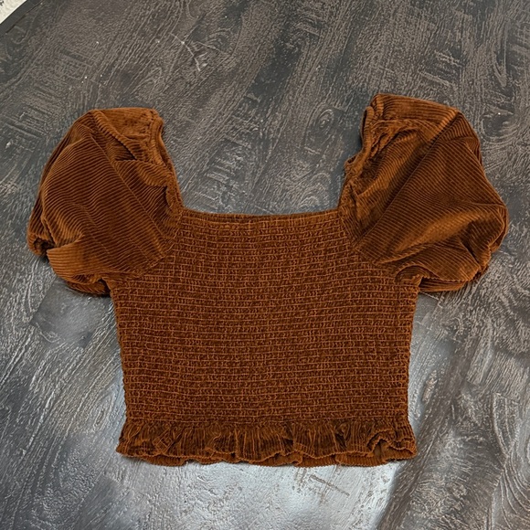 American Eagle Outfitters Tops - American Eagle Outfitters Brown Puff Sleeve Blouse